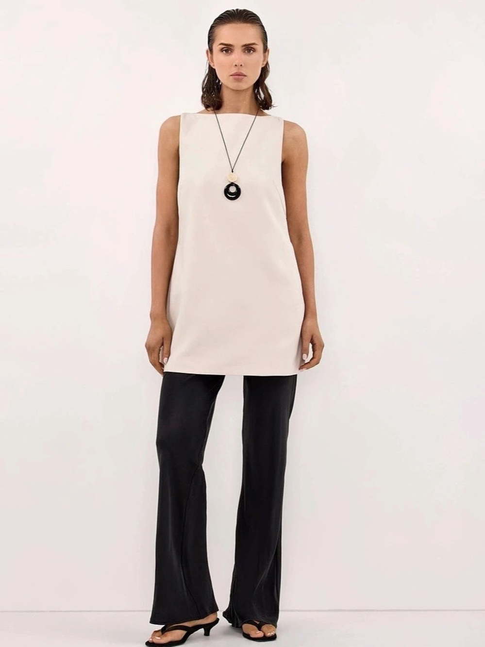Dissh Rowie Bone Boat Neck Tunic Top